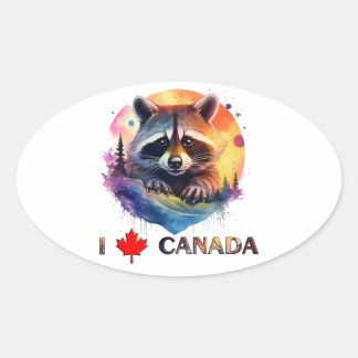 Adesivo Oval Eu amo o Canadá