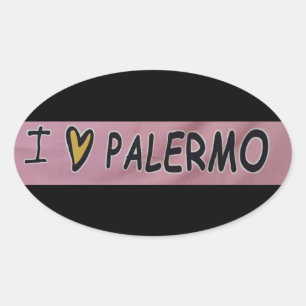 Adesivo Oval Eu amo o design de Palermo