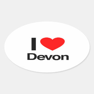 Adesivo Oval eu amo o Devon