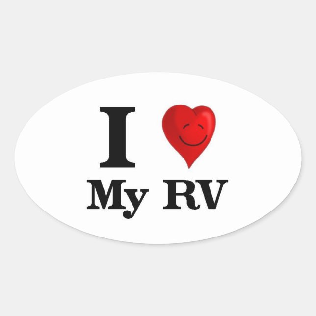 Adesivo Oval Eu Amo O Meu RV (Frente)