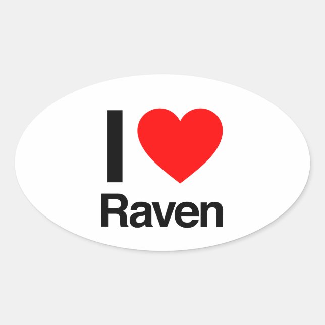 Adesivo Oval eu amo raven (Frente)