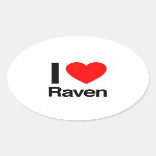 Adesivo Oval eu amo raven