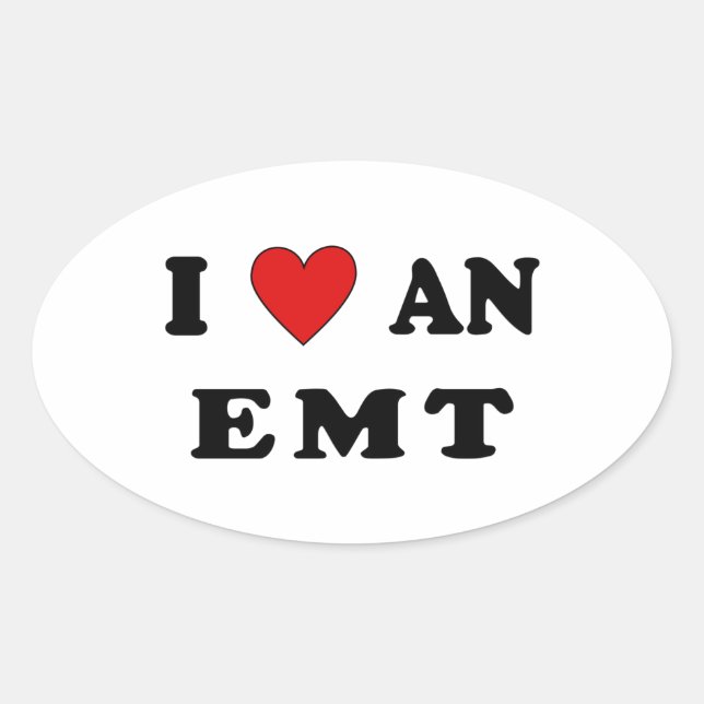 Adesivo Oval Eu Amo Um EMT (Frente)