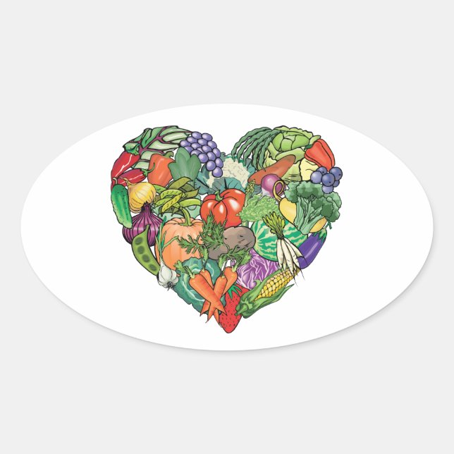 Adesivo Oval Eu Amo Veggies (Frente)