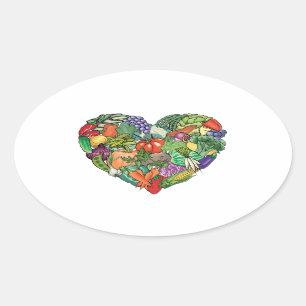 Adesivo Oval Eu Amo Veggies