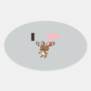 Adesivo Oval Eu coração Jackalope