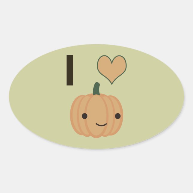 Adesivo Oval Eu coração Pumpkin (Frente)