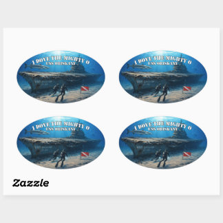 Adesivo Oval Eu mergulhei o Might O, mergulhador de scuba da US