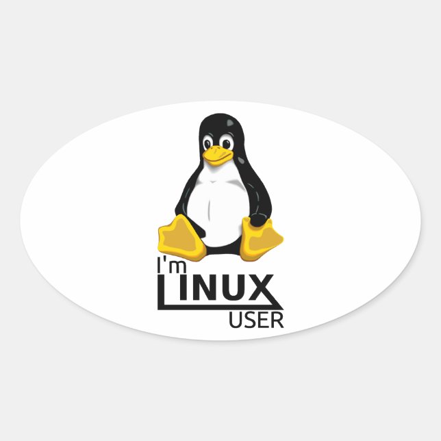 Adesivo Oval Eu sou o usuário do Linux (Frente)