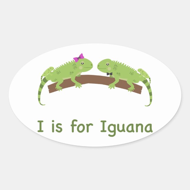 Adesivo Oval Eu sou pela iguana (Frente)