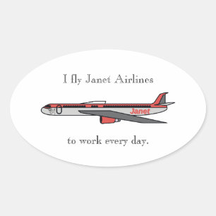Adesivo Oval Eu vôo pela Janet Airlines