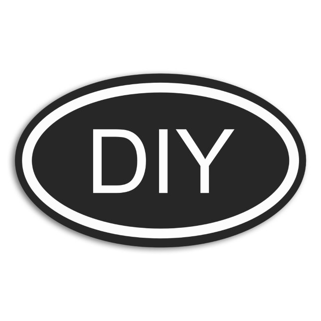Adesivo Oval Euro Estilo Preto e Branco DIY (Black and White DIY Euro Style Oval Sticker)