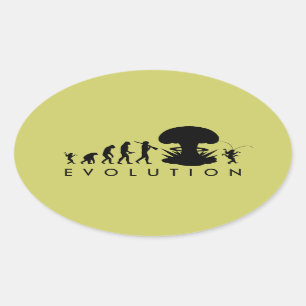 Adesivo Oval Evolução do Homem & Barata Gráfico Divertido de Ev