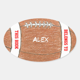 Adesivo Oval Ex-libros personalizados de futebol para crianças