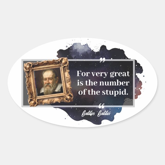 Adesivo Oval Excelente de Galileu Galilei número do estúpido (Frente)