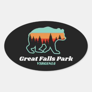 Adesivo Oval Excelente Falls Park Virginia VA Bear Retro Vintag