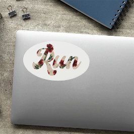 Adesivo Oval Executar Padrão de Hibiscus Rustic Rustic do Tipo