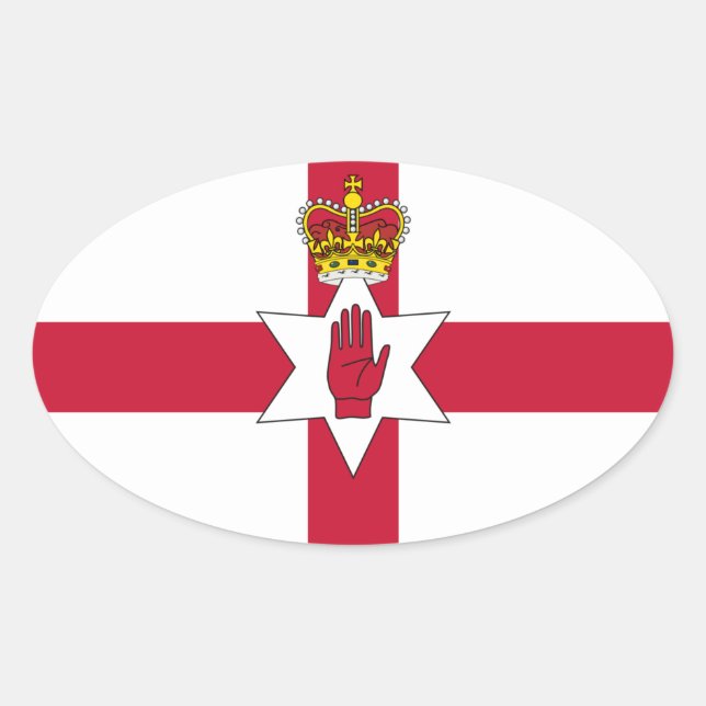 Adesivo Oval Faixa da Irlanda do Norte (Frente)