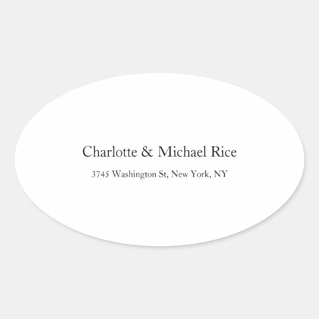 Adesivo Oval Família Elegante de Texto Clássico em Branco Preto (Frente)
