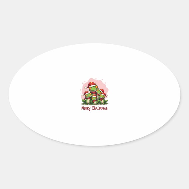 Adesivo Oval Family christmas frogs (1) (Frente)