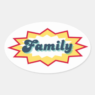 Adesivo Oval Family Sticker, comic book pop design
