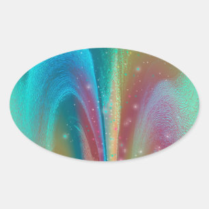 Adesivo Oval Fantasia de Nebulosa Explosiva Arte Abstrata da Ga