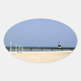 Adesivo Oval Farol de Lake Michigan Shores