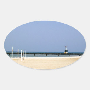 Adesivo Oval Farol de Lake Michigan Shores
