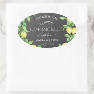 Adesivo Oval Favor do Monograma do Chalkboard Limoncello