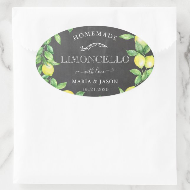 Adesivo Oval Favor do Monograma do Chalkboard Limoncello (Bolsa)