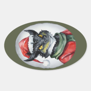 Adesivo Oval Favoritos Engraçados de Natal Animal - Dragão 1