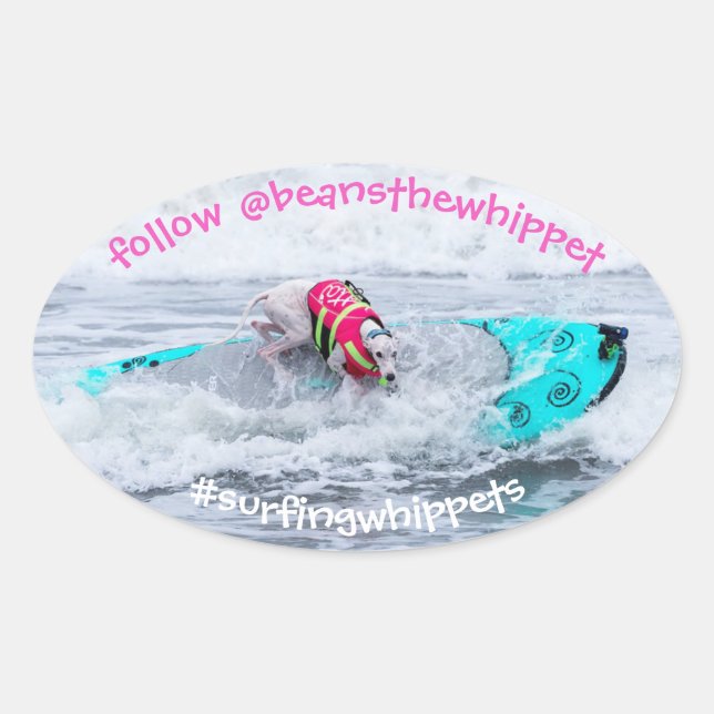 Adesivo Oval Feijões O Surfdog De Beijo (Frente)