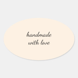 Adesivo Oval Feito à Mão Com Amor Sticker Minimalista – Arte El