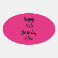 Feliz 16.º aniversário, Pink Black Name Girly