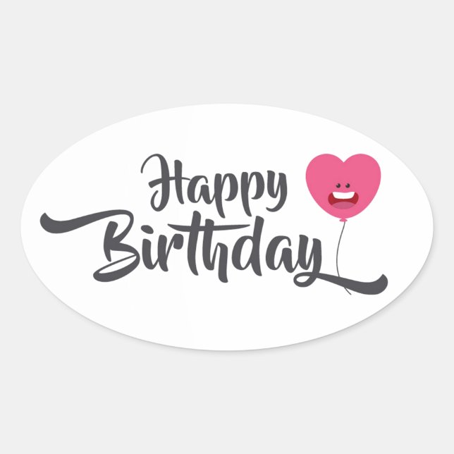 Adesivo Oval Feliz Aniversário (Frente)
