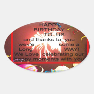 Adesivo Oval Feliz Aniversário Para Nós