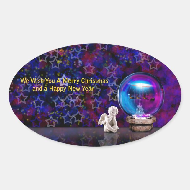 Adesivo Oval Feliz Feliz Natal (Frente)