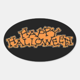 Adesivo Oval Feliz Halloween - Sticker
