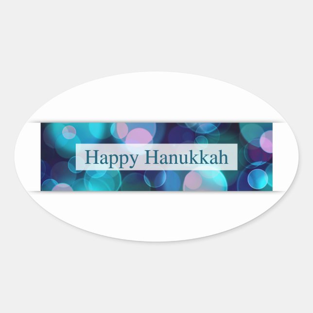 Adesivo Oval feliz hanukkah (bokeh) (Frente)