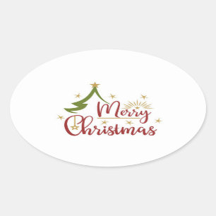 Adesivo Oval Feliz Natal