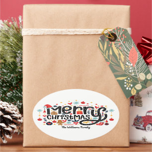 Adesivo Oval Feliz Natal