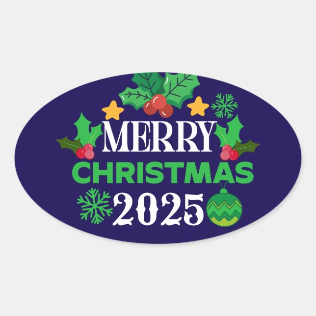 Adesivo Oval Feliz Natal 2025-86303 (Frente)