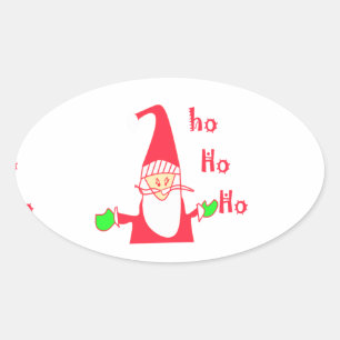 Adesivo Oval Feliz Natal Feliz Papais noeis Engraçados Hoho