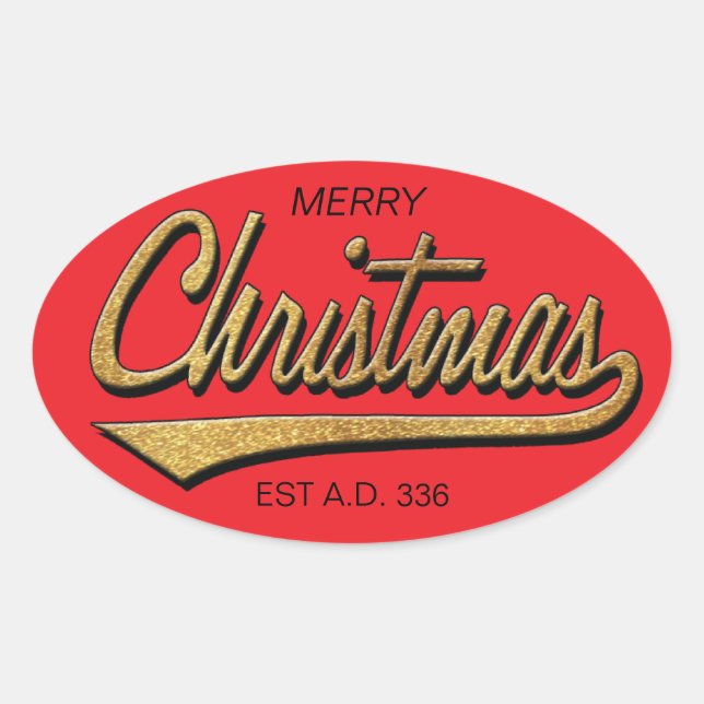 Adesivo Oval Feliz Natal Retro Stickers OVAL (Frente)