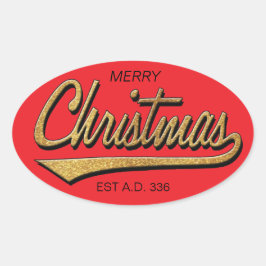Adesivo Oval Feliz Natal Retro Stickers OVAL