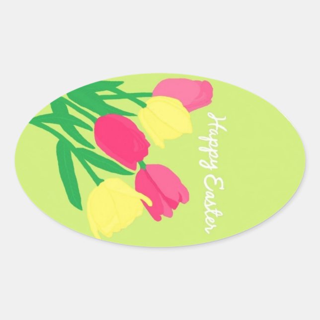 Adesivo Oval Felz pascoa Stickers by KellyMDesign (Frente)