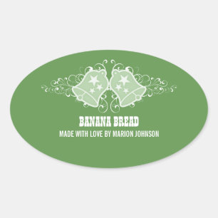 Adesivo Oval Feriado Bels e redemoinhos que cozem as etiquetas,