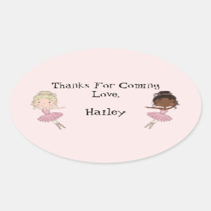 Adesivo Oval Festa Ballerina Obrigado Sticker