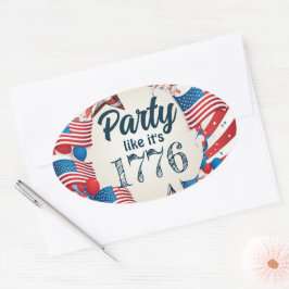 Adesivo Oval Festa de 4 de julho