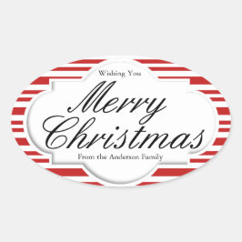 Adesivo Oval Festa de Candy Cane de Natal